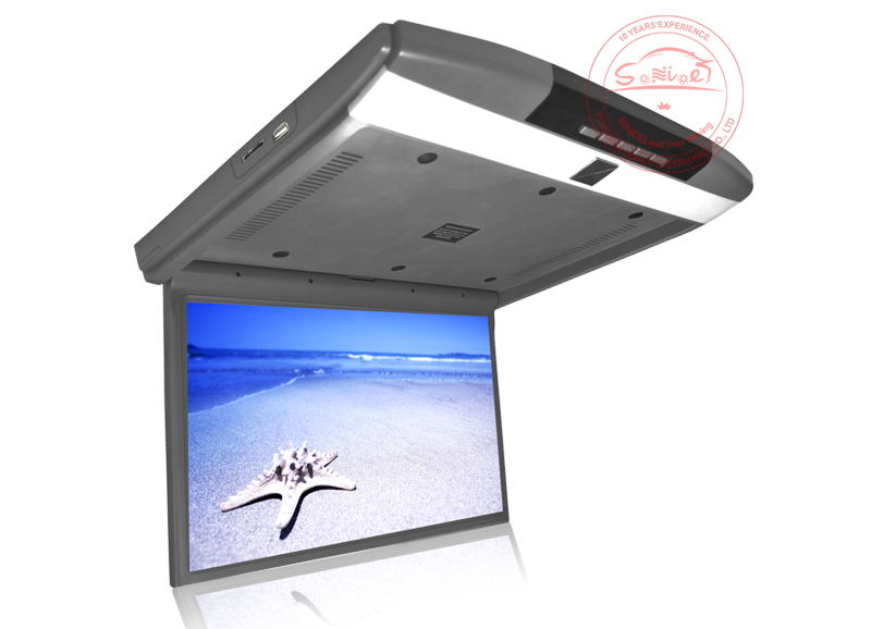 Super Slim 17.3'' HD Flip Down Roof Mounted Monitor with USB/SD and HDMI Input